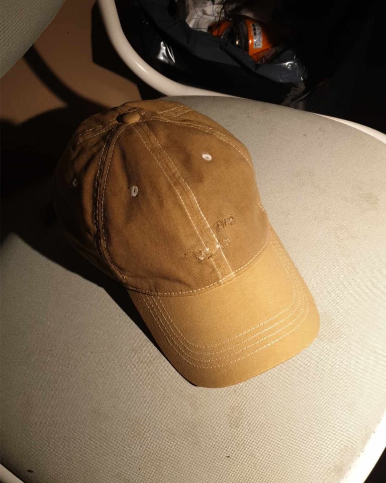 white cap is now dyed brown