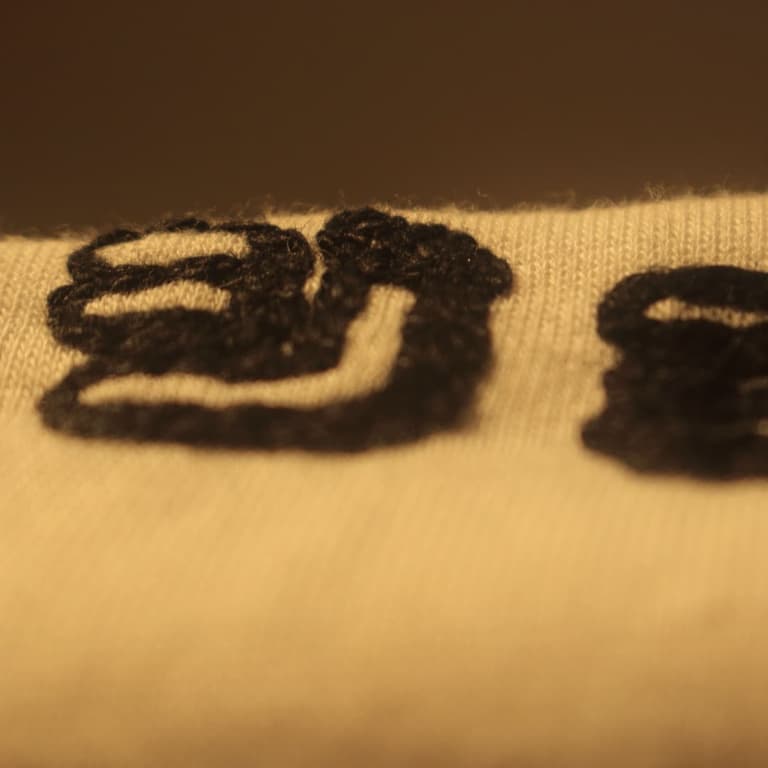 Close up of the joey embroidery