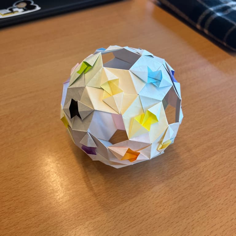 rainbow colored kusudama ball